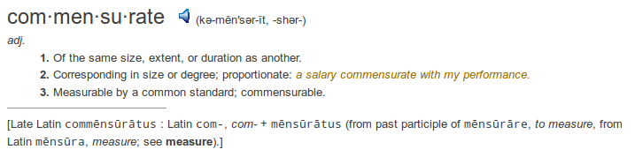 definition commensurate