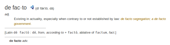    definition defacto