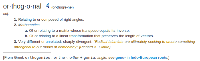    definition orthogonal