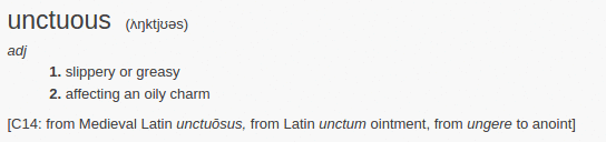 definition unctious